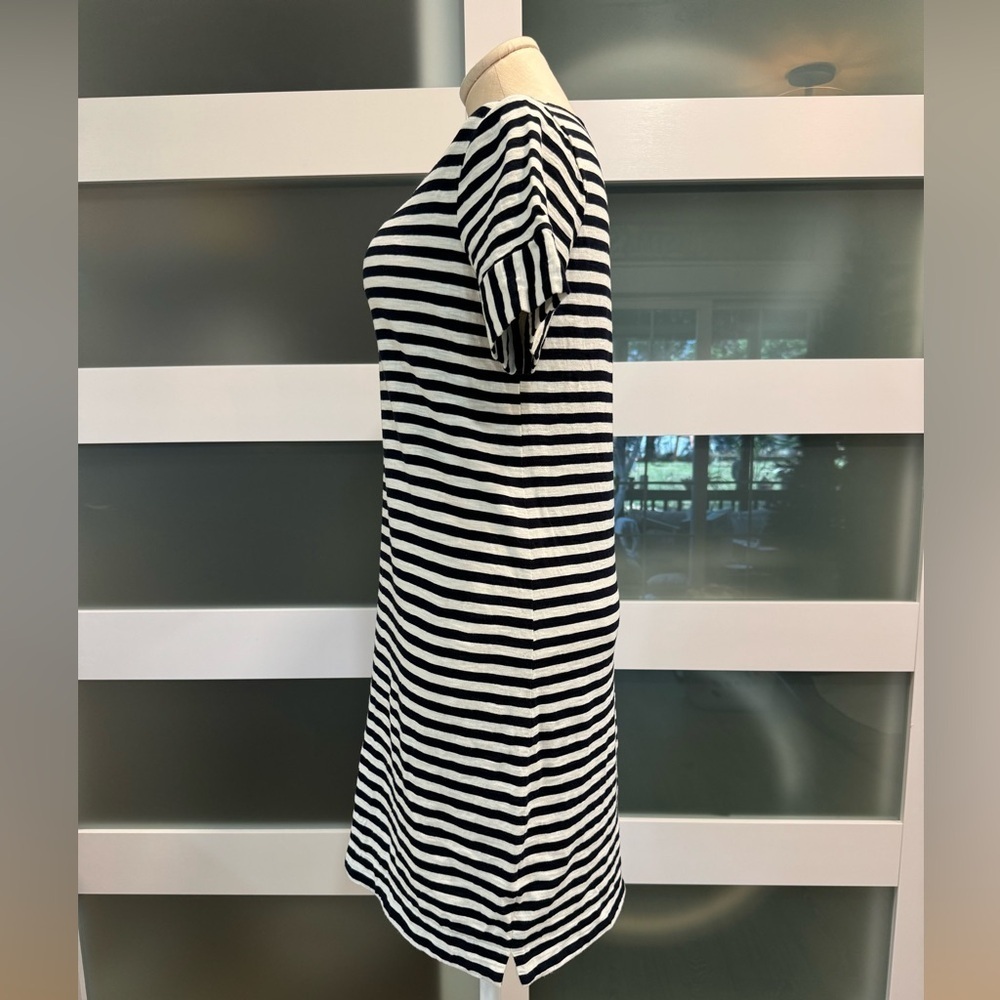 BODEN women’s size 4 short sleeve cotton striped shirt dress in white and navy - Picture 4 of 11